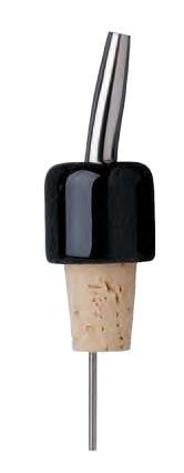 Black Marble Pourer, Stainless Steel Spout with Natural Cork Base