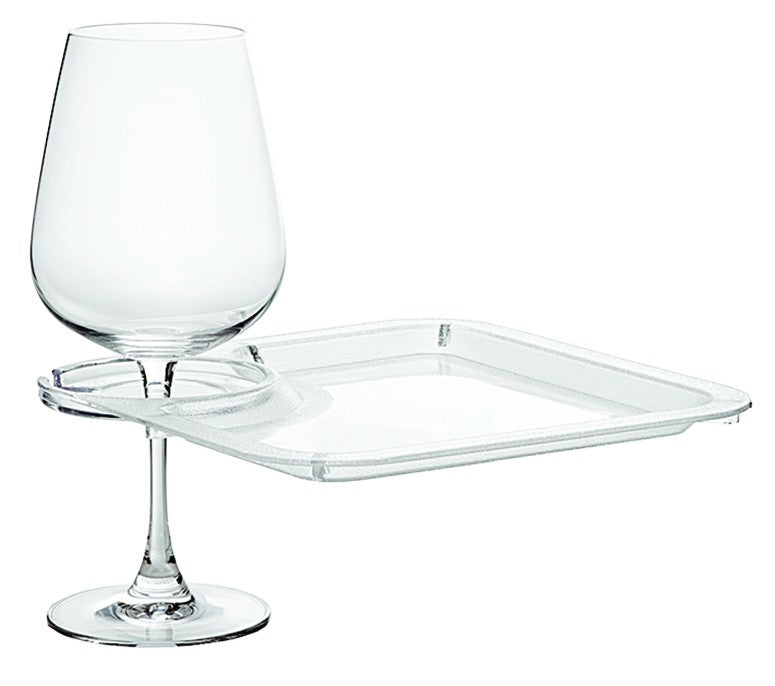 Square Party Plate with Built-In Stemware Holder
