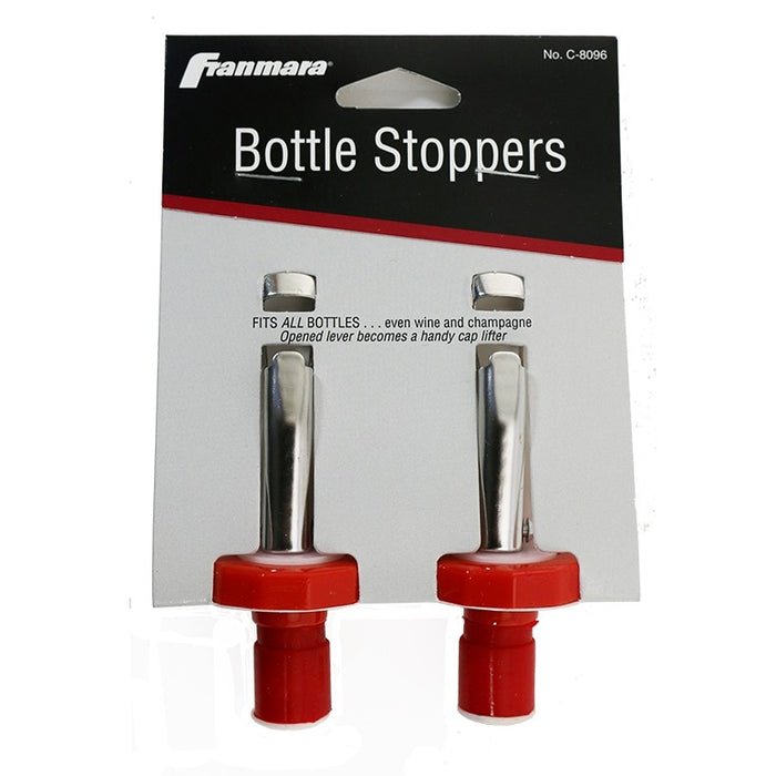 Bottle Stopper, Metal Lever, Two on a Card