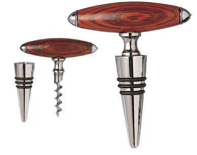 Rosewood Handle Corkscrew Cone/Stopper Combo