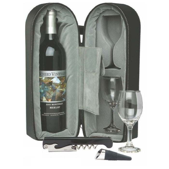 Wine Travel Case with Corkscrew and Stopper Pouch