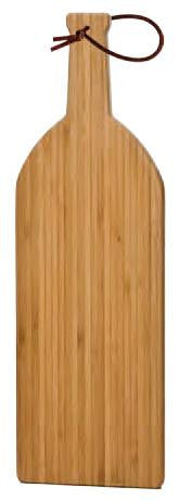 Bamboo Cutting Board, Medium (Wine Bottle Shape) with Leather strap
