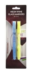 Neon Wine Glass Markers, Set of 2 (Yellow & Blue)