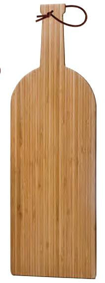 Bamboo Cutting Board, Large (Wine Bottle Shape) with Leather strap