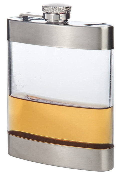 Clear Stainless Steel Pocket Flask, 6 oz.