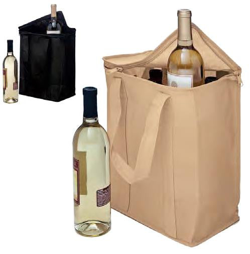 Vino Sack, Zip-up Six-Bottle Bag (Velcro Handles)- 120 gsm