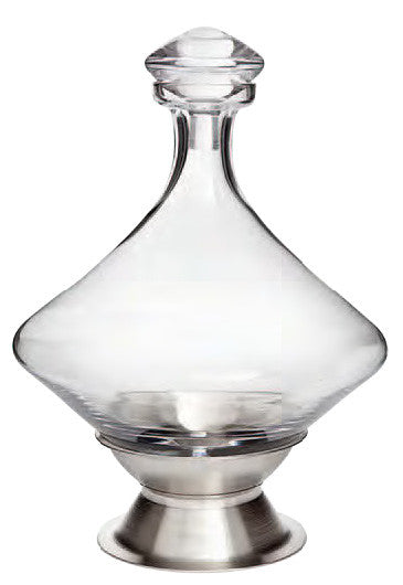 Orbital Decanter with Brushed Stainless Steel Base with Crystal Stopper, 60 oz.