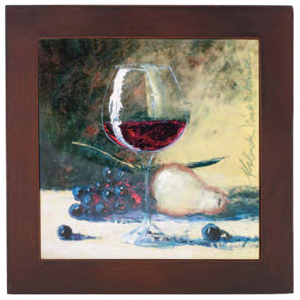 Ceramic Trivet, Wine Glass with Fruit Art Image