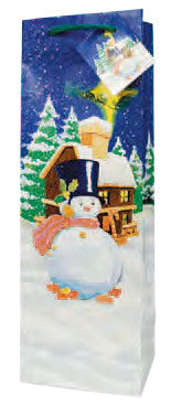 Frosty Eve  Paper Holiday Wine Bag
