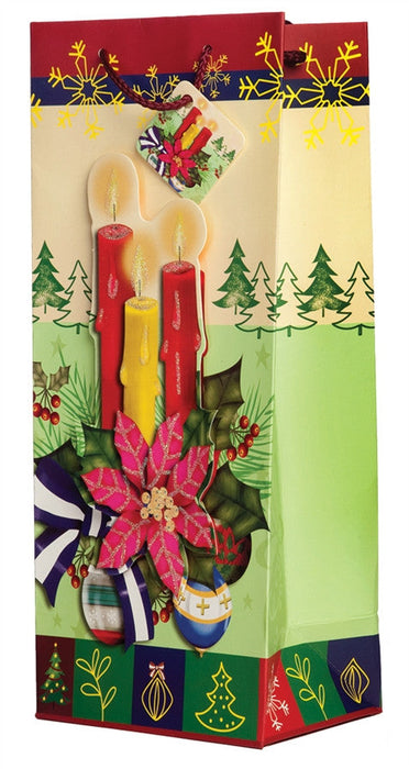 Pop-Up Poinsettia Candles Wine Gift Bag