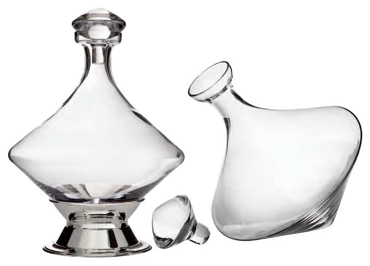 Orbital Decanter with Silver Plated Base and Crystal Stopper