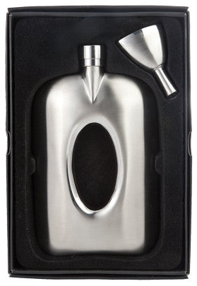 Oval-Grip Pocket Flask Set w/funnel, 4 oz.