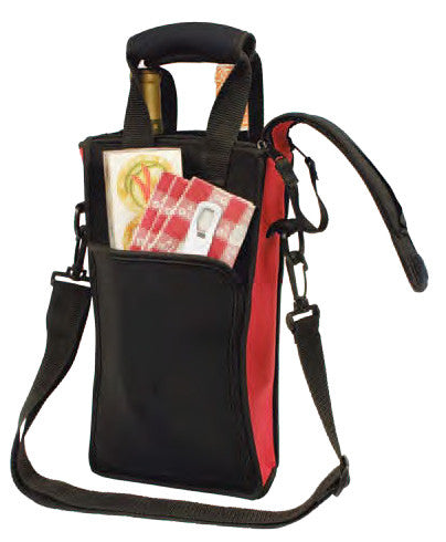 Picnic Neoprene Two-Bottle Tote Bag with Traveler's Corkscrew