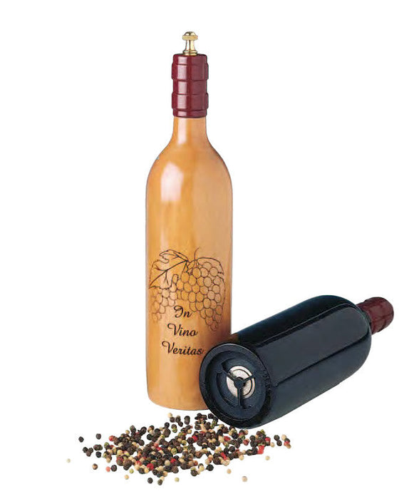 Cellarmaster's Wood Bottle Peppermill, Clear, Bordeaux Bottle Shape