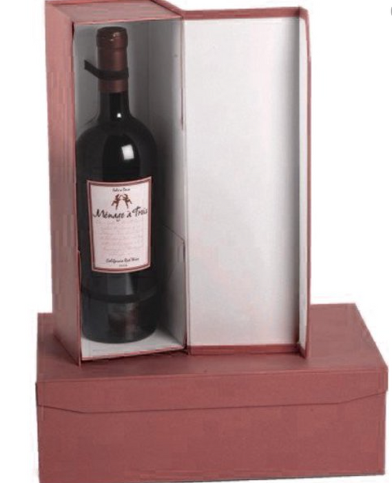 Regency "Pop-Up" One Wine Bottle Gift Box with Ribbon Bow
