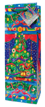 Christmas Tree  Paper Holiday Wine Bag