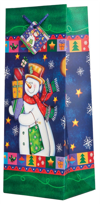Pop-Up Frosty the Snowman Wine Gift Bag