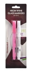 Neon Wine Glass Markers, Set of 2 (White & Pink)
