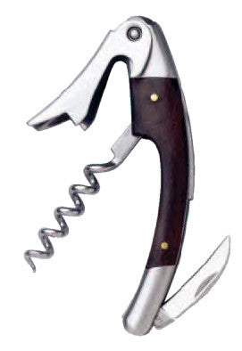 Curved Stainless Corkscrew With Dark Wood Inset